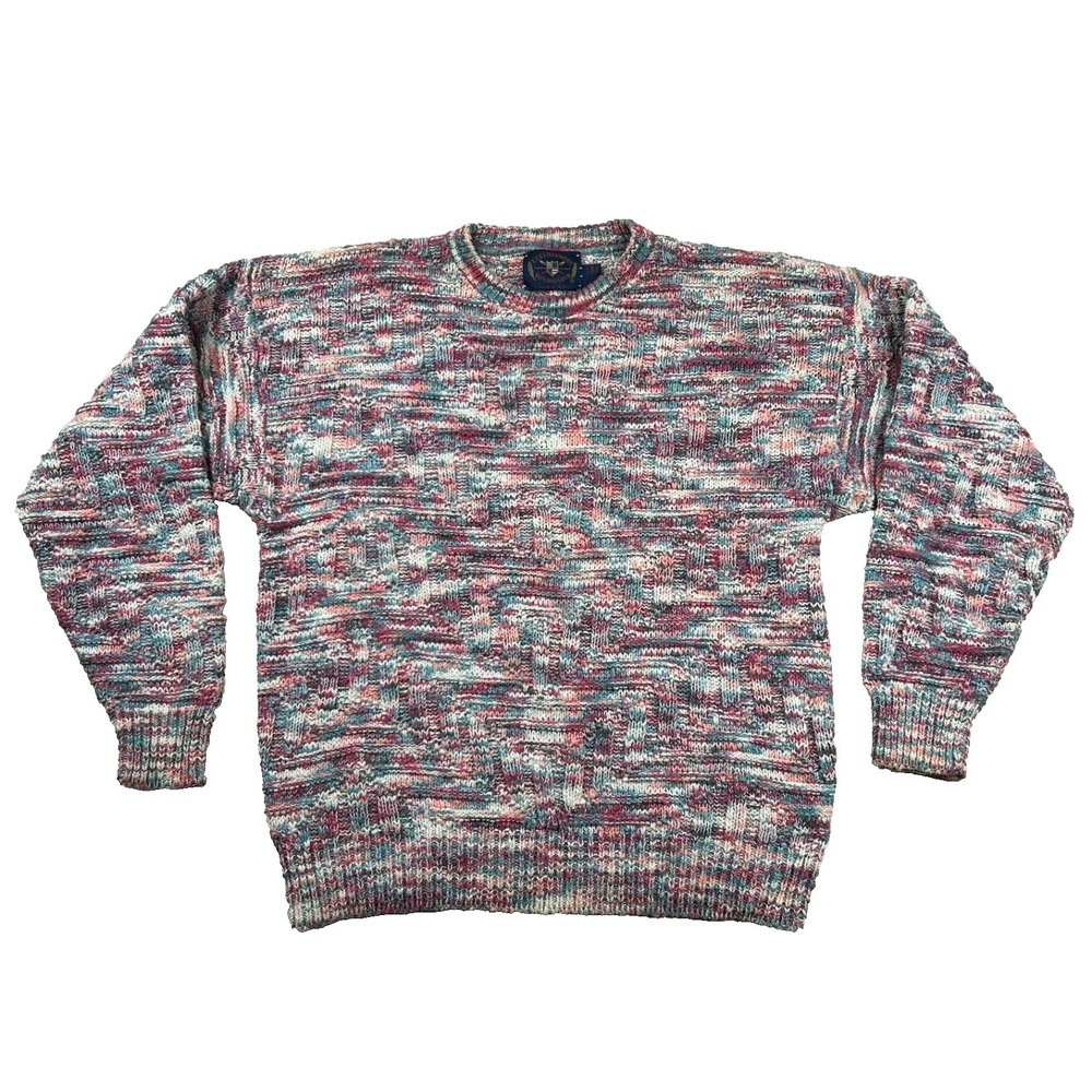 Vintage Lake Harmony Sweater Womens L Chunky Knit Rowing Club Crew Neck Cotton